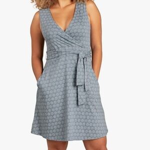 Toad & Co North Shore Sun Print Sleeveless Wrap Dress Size Small Coastal Outdoor